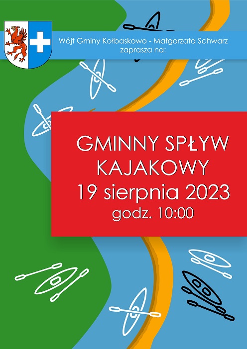 Plakat promujący gminny spływ kajakowy