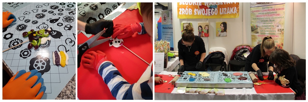 Zdjęcia lizaków tworzonych podczas zajęć