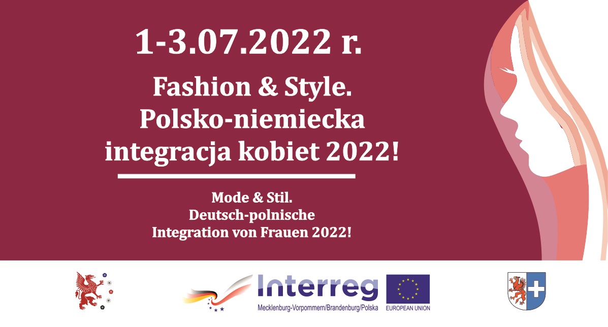 Grafika promująca wydarzenie pn. "Fashion & Style" zawierająca datę i nazwę wydarzenia, postać kobiety oraz logotypy organizatorów