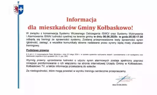 prace serwisowe systemu ostrzegania i alarmowania ludności