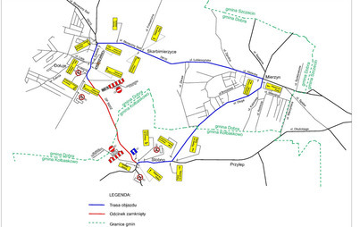 Zdjęcie do Dojazd do miejscowości: Stobno i Dołuje w związku z inwestycją n. &bdquo;Przebudowa nawierzchni drogi powiatowej nr 3920Z Dołuje &ndash; Przecław na odcinku Dołuje &ndash; Stobno&rdquo;.