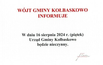 Zdjęcie do 16.08.2024 r. - Urząd Gminy Kołbaskowo będzie nieczynny 