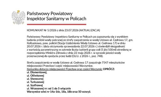 KOMUNIKAT Nr 5/2026 z dnia 23.07.2026 (AKTUALIZACJA)
